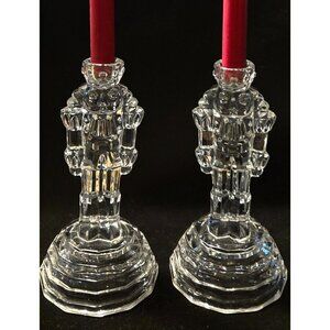 Vintage Princess House Crystal Nutcracker Candlestick Holders Holiday Décor mint